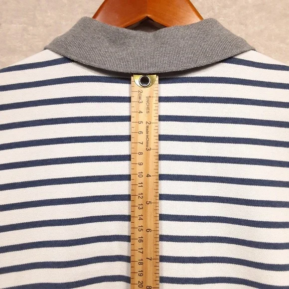 Brooks Brothers Mens Pique Striped Polo Sz.M/Original Fit/White-Blue/Stretch - Picture 9 of 10